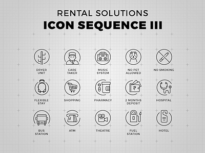 Rental Solutions - Icon Set atm bus deposit fuel hospital hotel icon set music system pet pharmacy shopping theatre