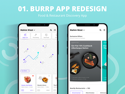Burrp App - Find Restaurants & Food Near You app burrp food food app food order redesign restaurant ui