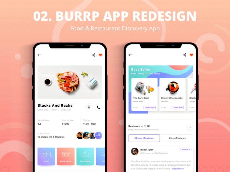 Burrp App - Find Restaurants & Food Near You app burrp food food-app food-order ios 11 redesign restaurant ui