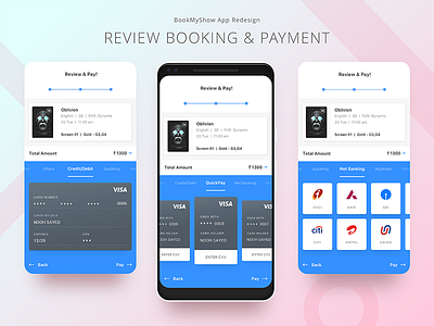 07. BookMyShow App Redesign app booking interaction ios material design movie prototype redesign seats selection showtime ui