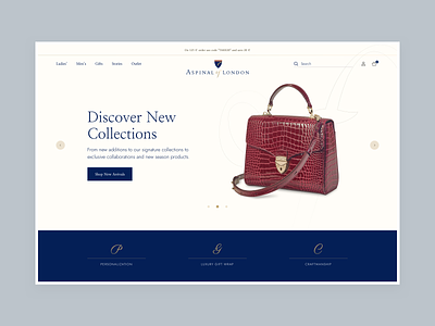 Aspinal of London - Homepage Concept clean design e commerce homepage interface luxury product ui ux web