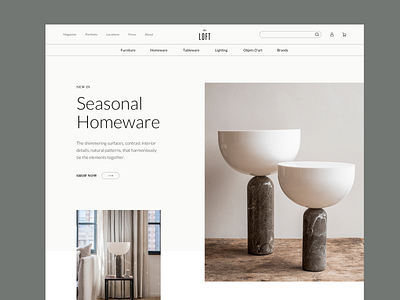 The Loft - Homepage Concept clean design e commerce homepage interface interior product shopify ui ux web