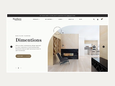 Northern Wide Plank Design clean curvy design e commerce floor homepage interior product style ui ux web wood