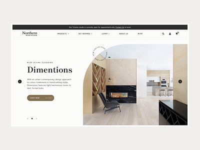 Northern Wide Plank Design clean curvy design e commerce floor homepage interior product style ui ux web wood