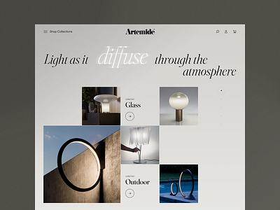 Artemide - Homepage Concept clean collections design e commerce homepage interior layout lighting product style ui ux web