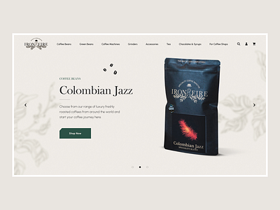Iron & Fire - Homepage Concept authentic beans clean coffee design e commerce homepage modern new product ui ux web