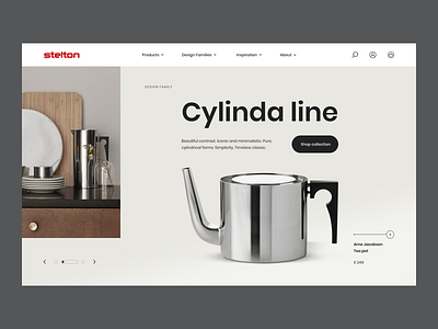 Stelton - Homepage Concept appliances classic clean design e commerce homepage kettle kitchen minimalistic modern product shopify teapot timeless ui ux web