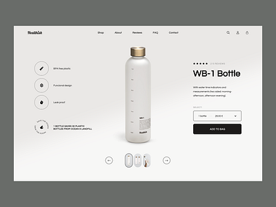 Healthish - Product Page Concept bottle clean design e commerce lifestyle minimalistic modern new product style sustainable ui ux water