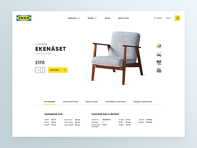 IKEA product card clean design e commerce grey ikea redesign ui web yellow