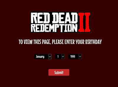 Red Dead Redemption 2 Birthday Page