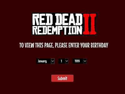 Red Dead Redemption 2 Birthday Page