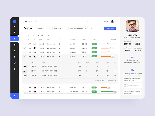 Order Management Dashboard by Andrey Romanenko on Dribbble