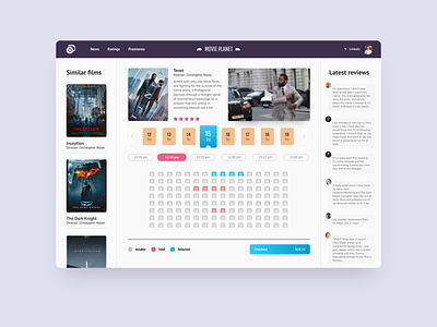 Cinema Tickets Booking cinema design interface movie ui ux web