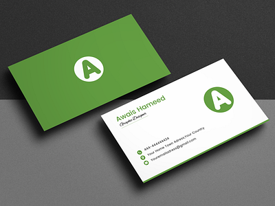 Green Business Card Design branding business card business card designs design graphic design illustration simple business card design