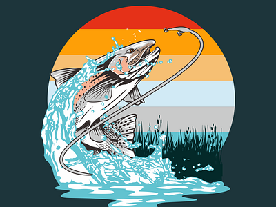 Trout Fishing Illustration