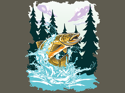 Trout Fishing Illustration fishing illustration trout fish trout fishing