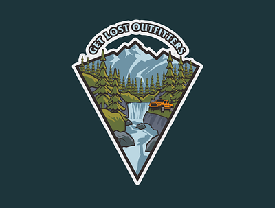 Outdoor Mountain River Illustration mountain illustration mountain logo outdoor outdoor illustration outdoor logo