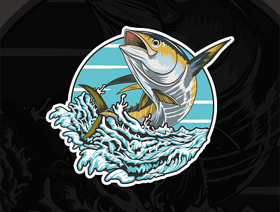 Tuna Fishing Illustration branding fishing design fishing illustration graphic design logo outdoor tuna fishing illustration