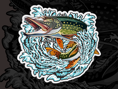 Pike Fishing Illustration fishing illustration graphic design pike fishing pike fishing illustration