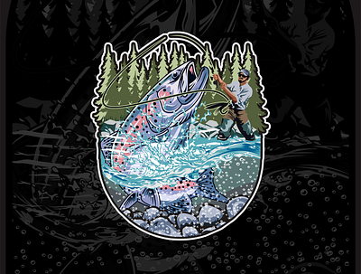Trout Fishing Illustration trout fishing illustration