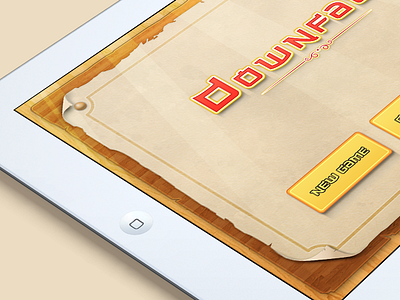 DownFall Main Menu clean design game home interface ipad landing logo menu paper typography wood