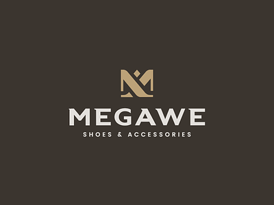 Megawe Logo accessories branding design france gery meleg gold identity logo luxury modern shoes
