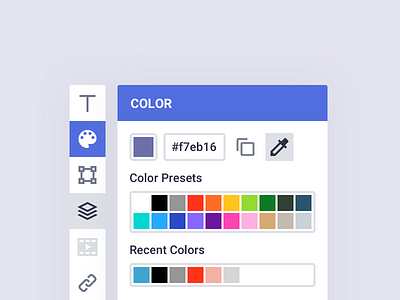 Color Picker / Toolbar Shot - Bannersnack color design editor gui icons interface picker presets slider toolbar ui ux