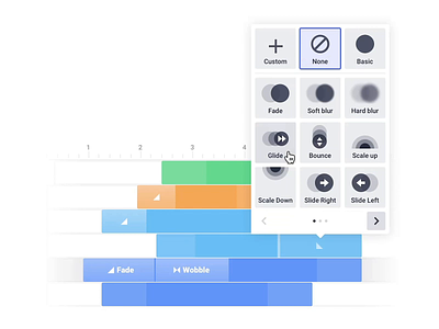 Animation Timeline - Bannersnack Interface animated animation application bannersnack design drag drag and drop duration interface motion design movement panel presets settings timeline timing transitions ui uidesign user interface