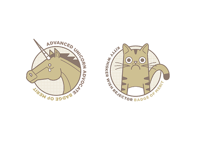 Merit Badges advocate badge cat cry feline horn horse kitty meow merit unicorn whisker