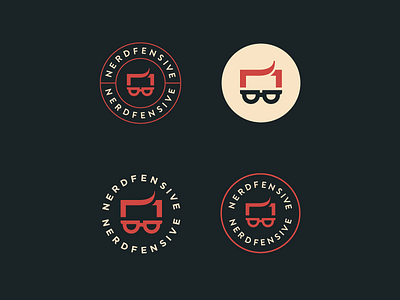 NerdFensive Logos branding design fensive gaming glasses hair icon iconography icons illustration logo logo design nerd nerdfensive seal typography vector video video games