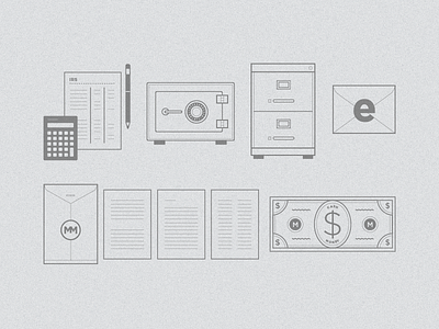 Animation Assets branding cabinet calculator closing design email filing forms iconography icons illustration lending logo money mortgage movement pencil safe taxes typography