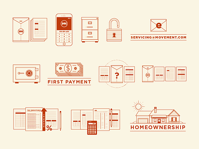 Animation Assets cabinet calculator closing design email filing forms icon iconography icons illustration money mortgage movement payment pencil safe taxes