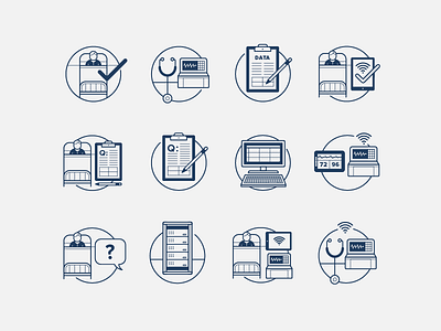 Data 2 app branding clinic clipboard data design hospitals icon iconography icons illustration info monitor patient pencil pulse stethoscope typography ui vector