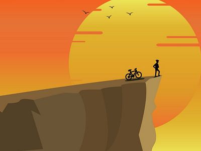 Sunset 2024 adobeillustrator art best biker cliff creative design cycling design digitalart digitalillustation edge flatdesign graphic illustration mountain orange procreate storyboard sunset