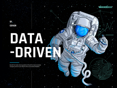 Exploring Data Space 2d astronaut chart charts cover floating germany illustration space start up ui