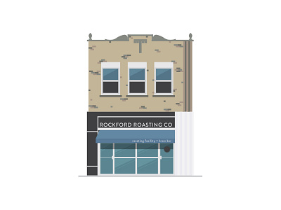 Rockford Roasting Co buildings coffee design flat graphic graphicdesign illustration minimal