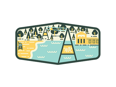 West Rock Wake Park badge design illustration lake patch wakeboarding