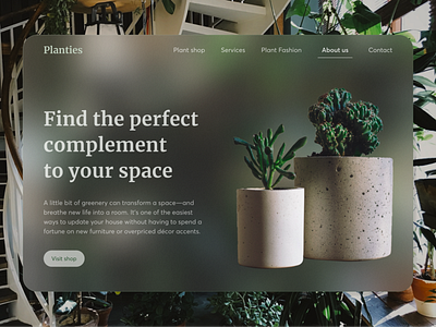 Concept shot #07 bonsai concept design glassomorphism green landing page minimalism plant ui