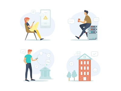 Illustrations in a given flat style for a payment site