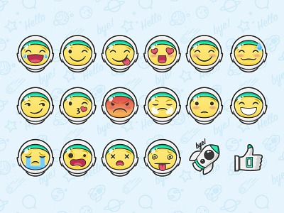 UppTalk Emoji Stickers astronaut character emoji emoticon face faces illustration illustrator space