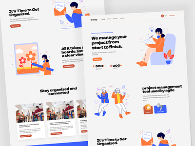 Project Management Landing Page branding design diginal business home page illustration interface landing page project manager project managment saas software managment task task manager taskmanagement team ui ux web design website zart