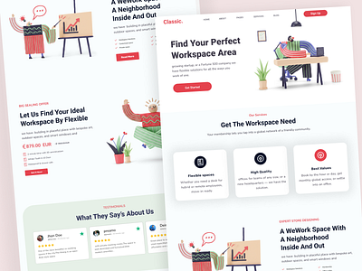 Co-working Space Landing Page Create co working coworkers coworking coworking landing page coworking space design home page homepage illustration landingpage office space ui ux vector web website website design whitespace workspace zart