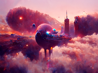 City in the clouds ai art artificial intelligence artist artwork crypto art design digital digital art digital illustration digital painting drawing graphic design graphics illustration image nft nftart painting picture
