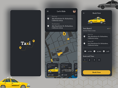 Taxi - UIUX App Design adobe appdesign design figma googlemap mobileapp taxibooking ui uk ux