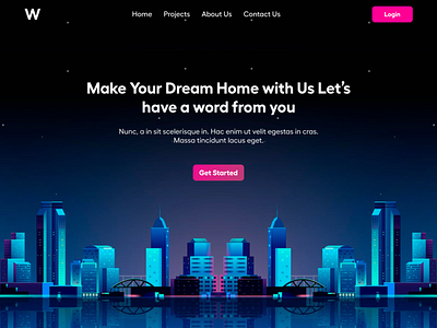 W- Web Design Concept in Dark Mode