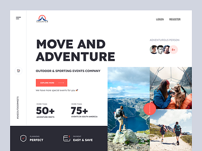 SAEI - Header Section for Adventure Sports branding design elementor figma illustration logo typography ui ux vector