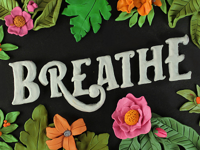 Pause, Breathe, Keep Going anxiety art artist clay craft design floral handmade handmadefont handmadetype illustration lettering mentalhealth plasticine sculpt tactile type art typeface typography