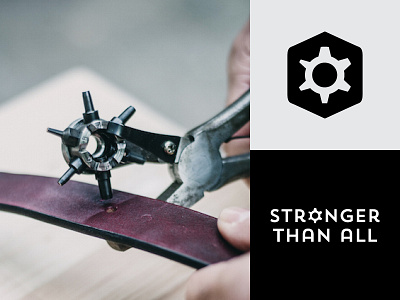 Stronger Than All 01 handmade icon leather leather craft leather punch logo o punchwheel stronger than all wordmark