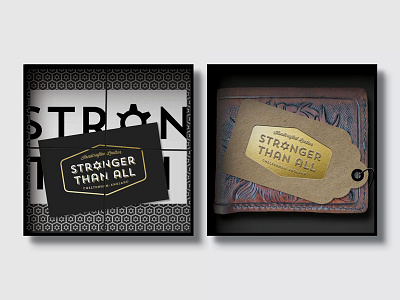 Stronger Than All 07 box branding foil leather letterpress logo packaging punchwheel stronger than all swingticket wallet