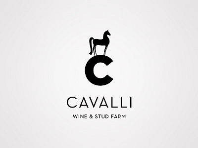Cavalli 01 american saddlebred c dropcap farm horse letter logo design stud wine